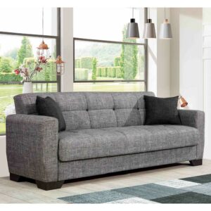 BestLivingHome Zweisitzer Schlafsofa in Grau & Schwarz 223 cm Breite
