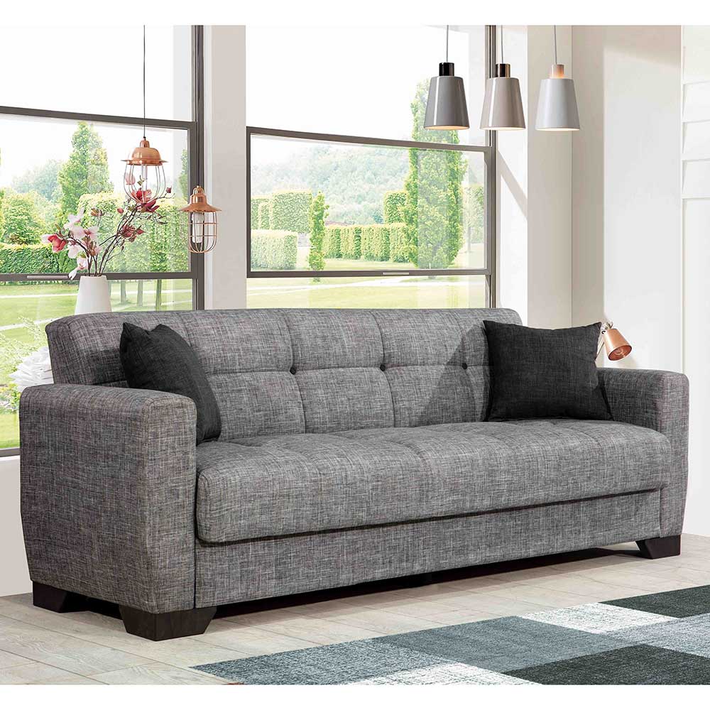 BestLivingHome Zweisitzer Schlafsofa in Grau & Schwarz 223 cm Breite