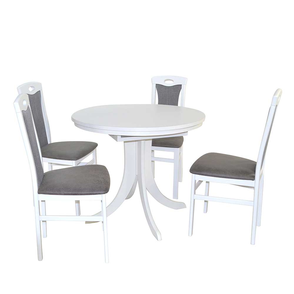 Möbel4Life Esszimmerkombination in Weiß & Anthrazit vier Sitzplätzen (fünfteilig)