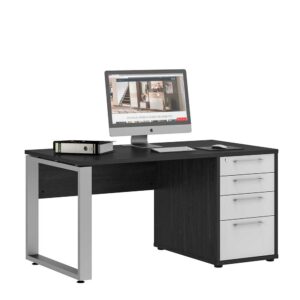 Müllermöbel Hochwertiger Schreibtisch mit vier Schubladen Seitenregalen