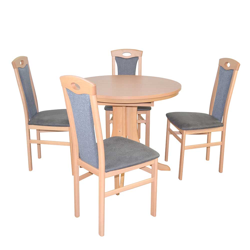 Möbel4Life Ausziehtisch mit Stühlen in Buchefarben Anthrazit (fünfteilig)