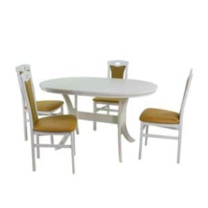 Möbel4Life Esszimmerkombination in Weiß und Ocker vier Sitzplätzen (fünfteilig)