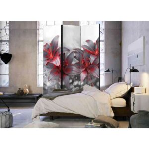 4Home Spanische Wand in Grau und Rot Lilien Motiv