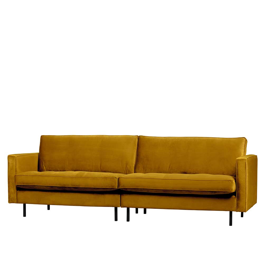 Basilicana Samt Couch in Ocker 275 cm breit