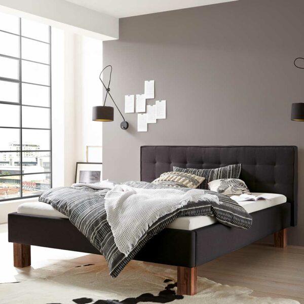 TopDesign Gepolstertes Bett in Anthrazit Webstoff 160x200 cm