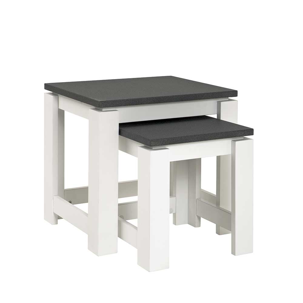 Tollhaus Zweisatztisch in Weiß Grau modern (zweiteilig)