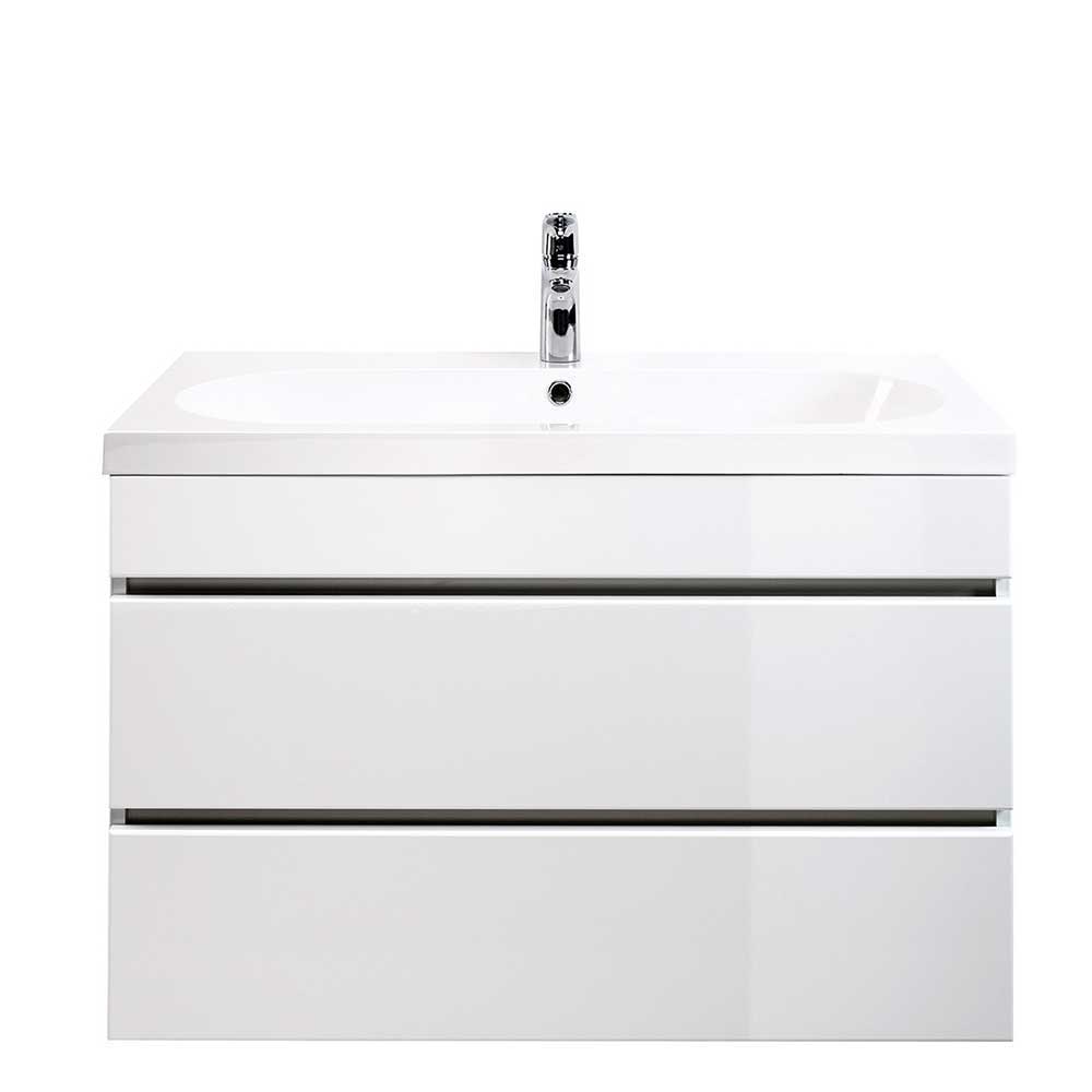 Möbel4Life Bad Waschtisch in Weiß Hochglanz 55 cm hoch