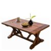 Möbel4Life Rustikaler Tisch aus Mangobaum Massivholz Balken-Gestell