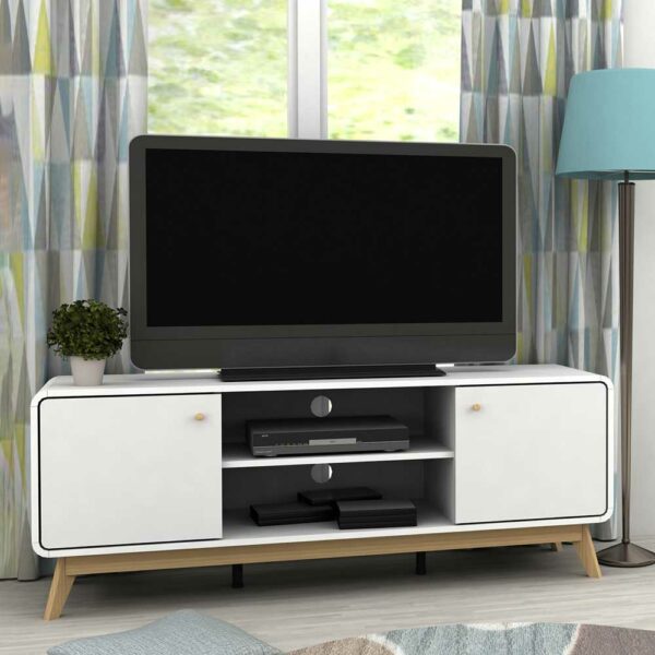 Möbel4Life Fernsehunterschrank in Weiß Skandi Design