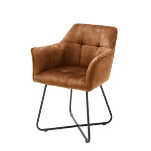 TopDesign Küchenstühle in Cognac Braun Velours Metallgestell (2er Set)