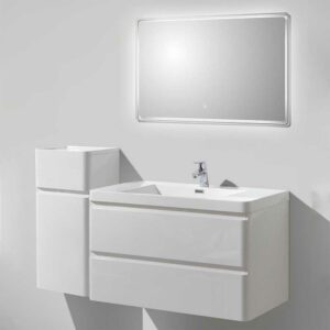 Furnitara Design Badezimmer Set in Weiß Hochglanz LED Beleuchtung (dreiteilig)