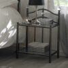 Violata Furniture Bett Beistelltisch in Schwarz Nickel Stahl