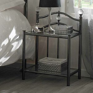 Violata Furniture Bett Beistelltisch in Schwarz Nickel Stahl