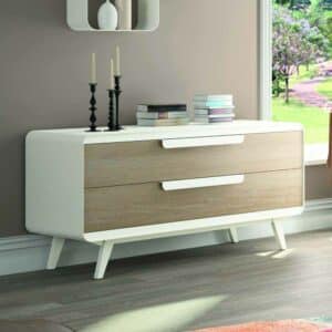 Violata Furniture Schlafzimmer Sideboard in Weiß Eiche furniert 130 cm breit