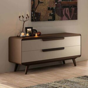 Violata Furniture Schubladen Sideboard in Braun Beige Kunstleder Retro modern