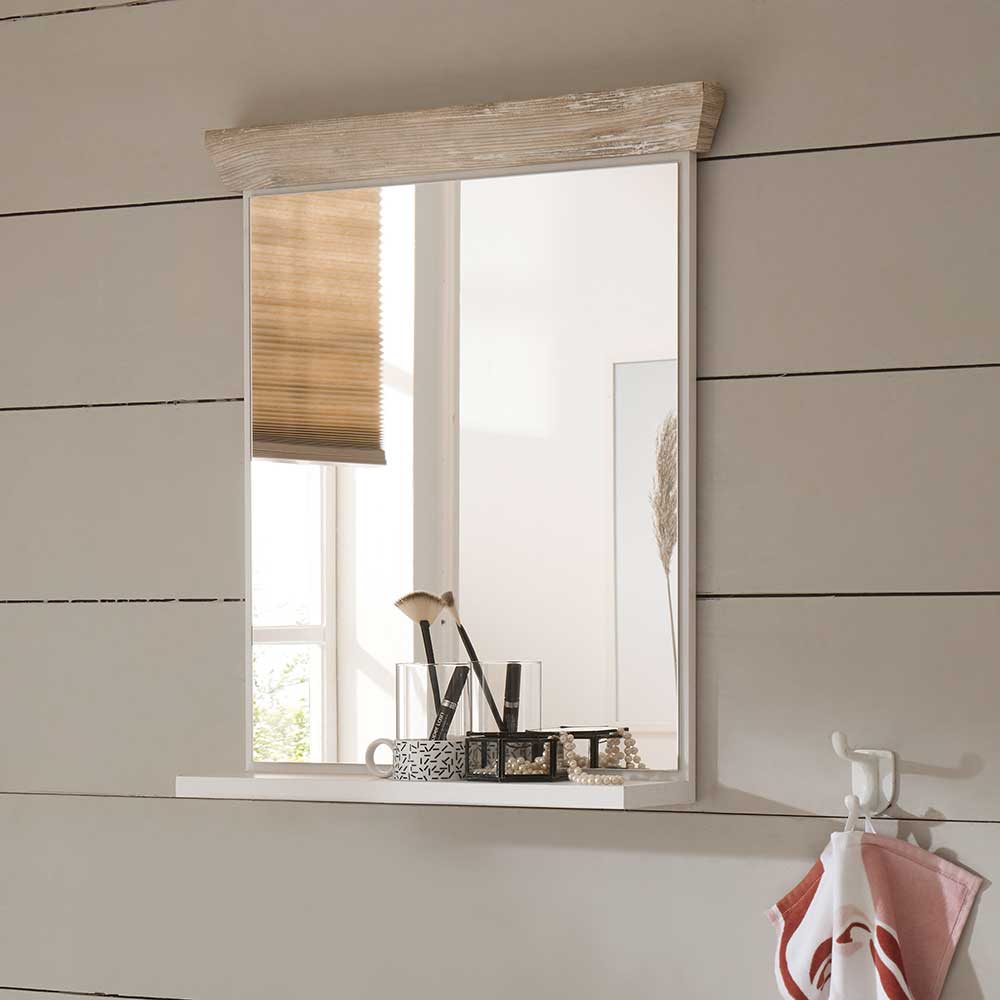 Brandolf Badezimmer Spiegel in Weiß und Pinienfarben rechteckig