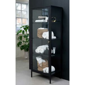 TopDesign Esszimmer Vitrine aus Metall in Schwarz 1 türig