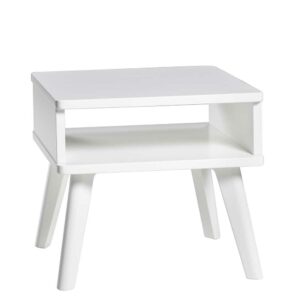 TopDesign Weißer Nachttisch aus Buche Massivholz lackiert 42 cm hoch