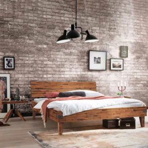 TopDesign Bett aus Akazie Massivholz Industry und Loft Stil