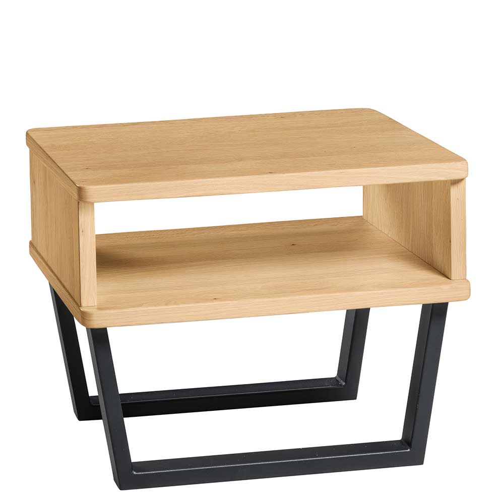 TopDesign Nachttisch aus Eiche Massivholz und Metall Industry und Loft Stil