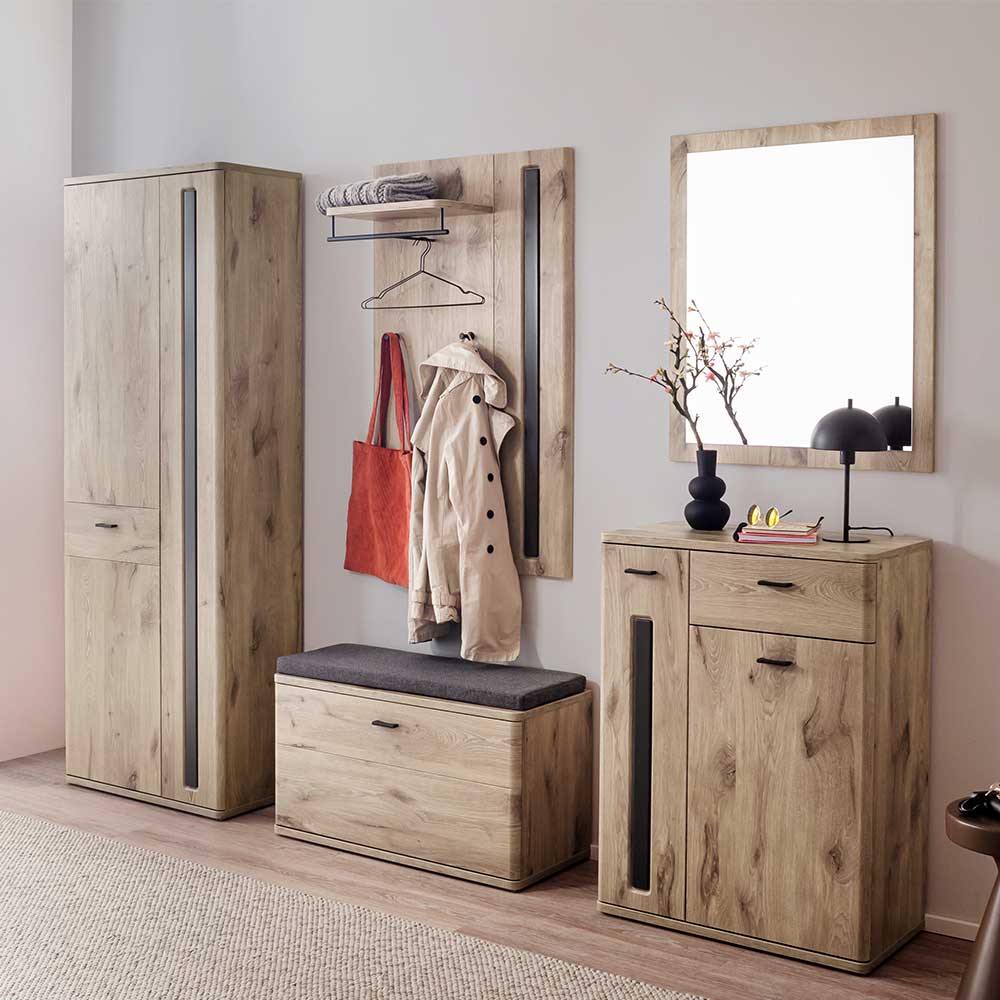 TopDesign Komplett Garderobe in Wildeichefarben Dunkelgrau (fünfteilig)