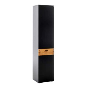 TopDesign Moderner Wohnzimmer Schrank 45 cm breit Wildeichefarben und Schwarzgrau