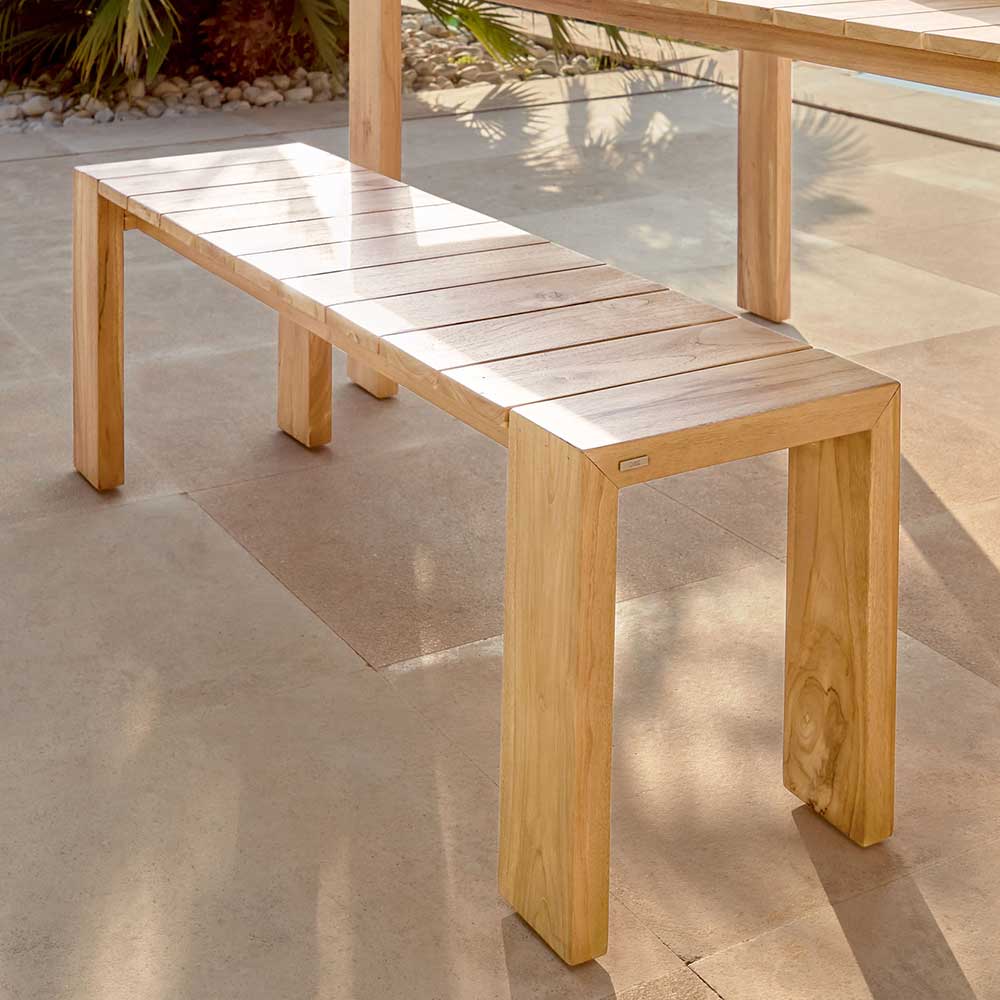 4Home Teak Gartensitzbank aus Massivholz 45 cm Sitzhöhe