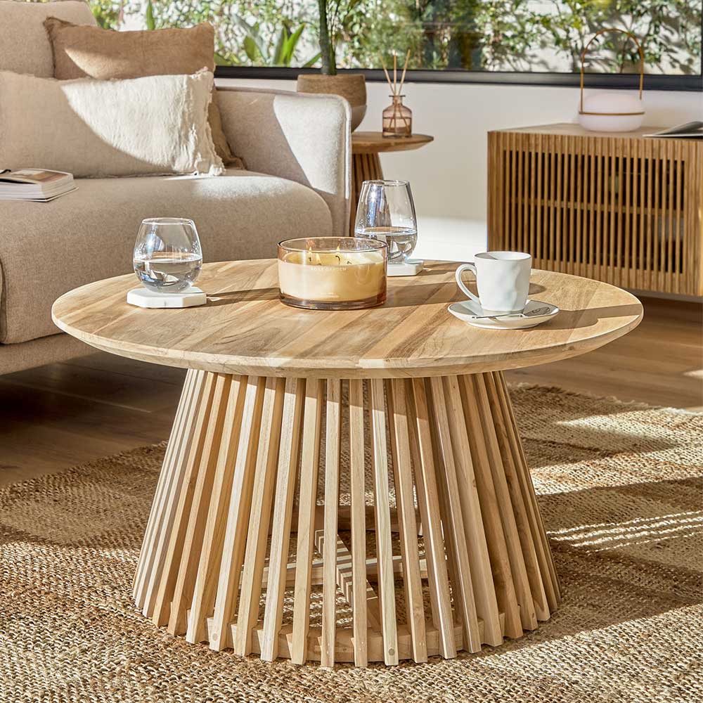 4Home Wohnzimmer Tisch aus Teak Massivholz Skandi Design