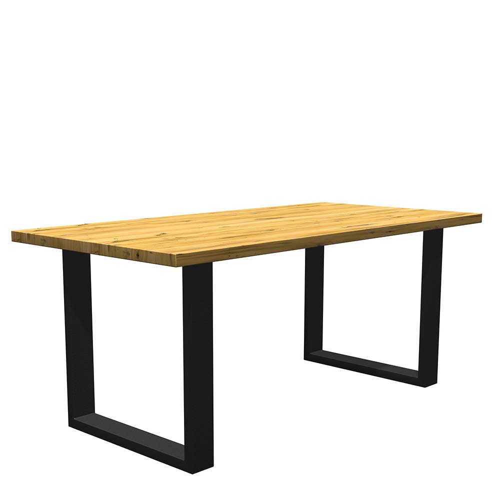 Natura Classico Tisch aus Eiche und Metall mit Bügelgestell 77 cm hoch