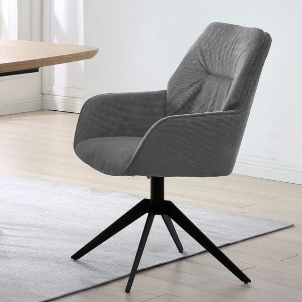 BestLivingHome Drehbarer Armlehnstuhl in Grau und Schwarz 49 cm Sitzhöhe