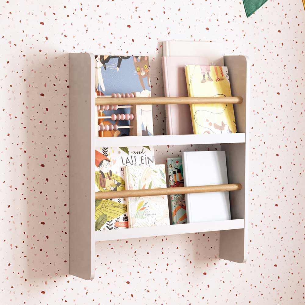 4Home Babyzimmer Regal in Weiß und Kieferfarben Bücher