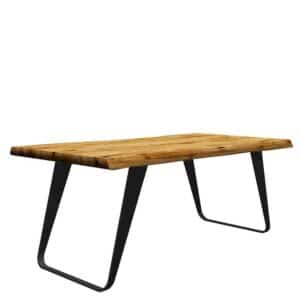 Natura Classico Tisch Baumkante Bügelgestell aus Eiche Massivholz Metall