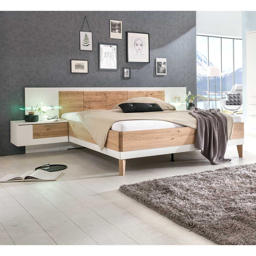 Nature Dream Modernes Bettsystem in Asteiche Bianco Weiß