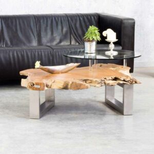 Elegance InLiving Design Couchtisch mit 2 Platten Baumkante