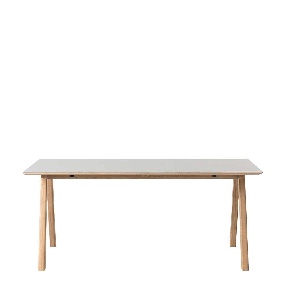 TopDesign Esszimmer Tisch in Eiche Bianco und Hellgrau Skandi Design