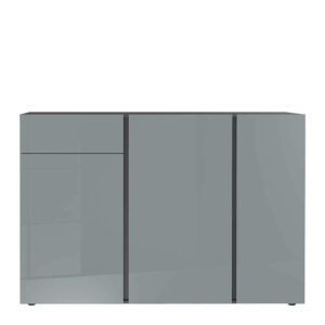 Möbel Exclusive Wohnzimmer Kommode in Dunkelgrau und Silberfarben 150 cm breit