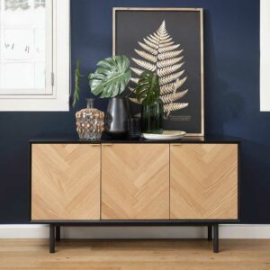 TopDesign Wohnzimmer Sideboard in Schwarz und Eiche furniert 150 cm breit