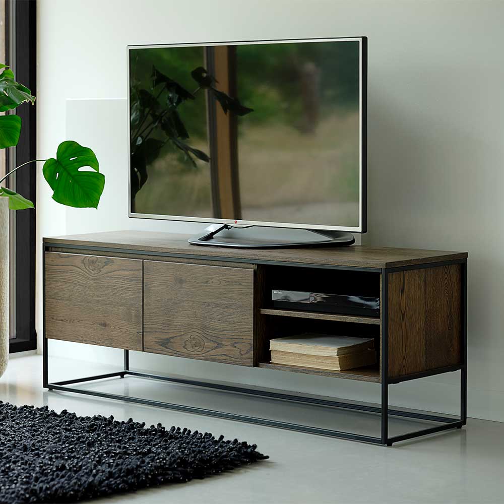 TopDesign TV Unterschrank in Schwarz und Wildeiche dunkel furniert 155 cm breit