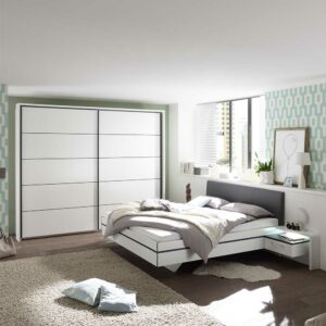 4Home Design Schlafzimmer Set in Weiß Anthrazit (vierteilig)