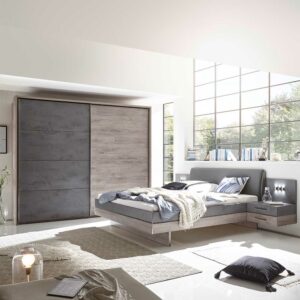 4Home Schlafzimmerset modern in Eiche Grau Beton Optik (vierteilig)