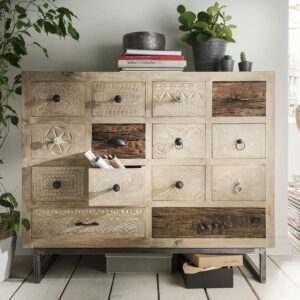 Life Meubles Schubkastenkommode aus Mangobaum Recyclingholz Shabby Chic Stil