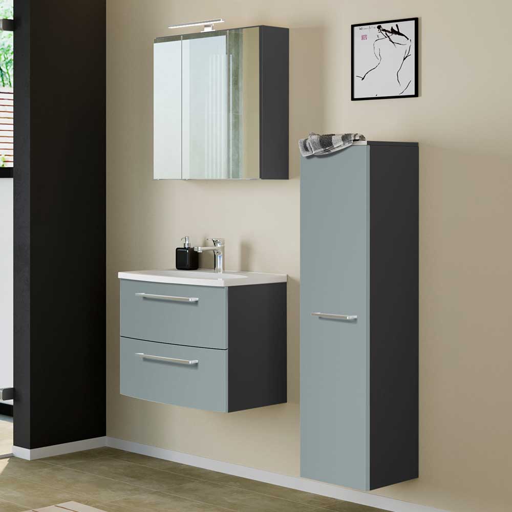 Star Möbel Design Badezimmer Set in Graugrün und Dunkelgrau 90 cm breit (dreiteilig)