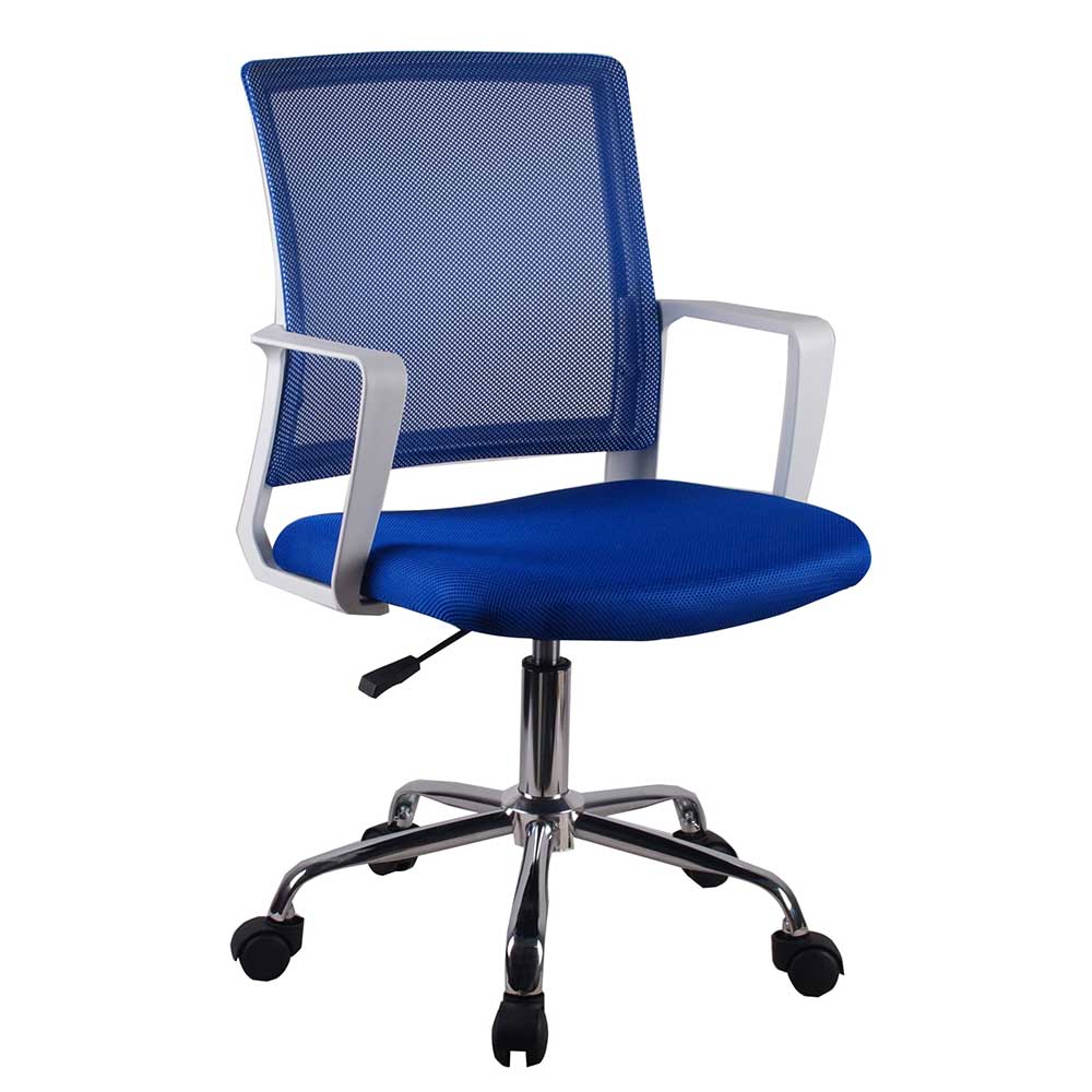 BestLivingHome Moderner Bürodrehstuhl in Blau Mesh höhenverstellbar & mit Armlehnen