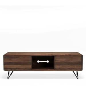 Natura Classico Retro TV Sideboard aus Nussbaum Massivholz Metall