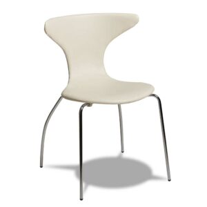 Möbel4Life Retro Esszimmerstühle in Weiß Kunstleder verchromtem Metallgestell (4er Set)