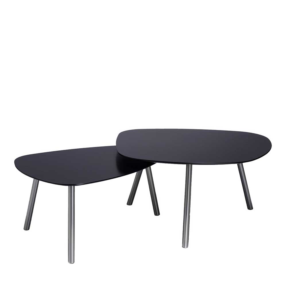 Möbel4Life Designercouchtisch Set in Schwarz und Silberfarben Wankelform (zweiteilig)