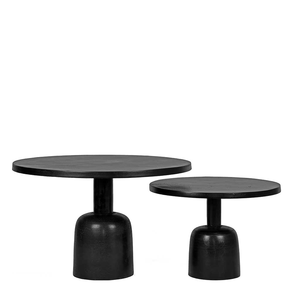 Möbel Exclusive Wohnzimmer Tische mit runder Tischplatte Schwarz (zweiteilig)