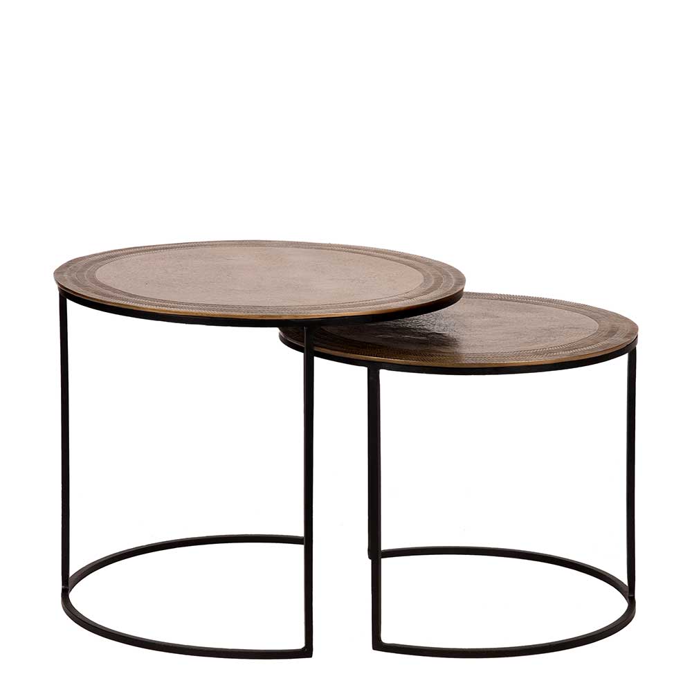 Möbel Exclusive Metall Tische in Goldfarben und Schwarz Bügelgestell (zweiteilig)