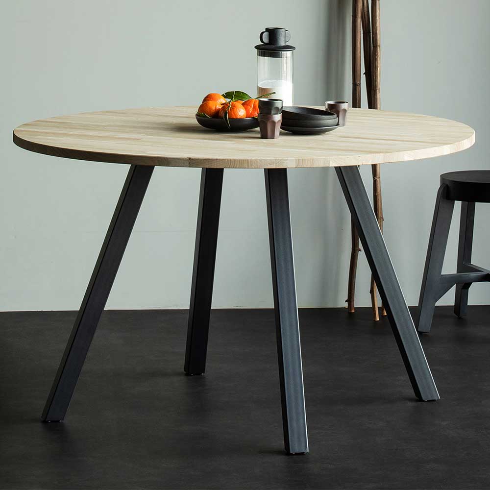 Basilicana Runder Tisch für Esszimmer Eiche Massivholz & Metall