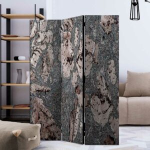 4Home Leinwand Paravent in Grau und Beige Stein Motiv